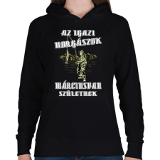 PRINTFASHION Márciusi horgász - Női kapucnis pulóver - Fekete női pulóver, kardigán