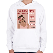 PRINTFASHION Márciusi lány vagyok - százalékos - Gyerek kapucnis pulóver - Fehér gyerek pulóver, kardigán