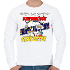 PRINTFASHION Márciusi szuperhős - Férfi pulóver - Fehér férfi pulóver, kardigán