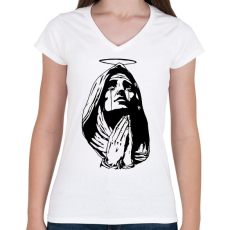 PRINTFASHION Maria - Női V-nyakú póló - Fehér