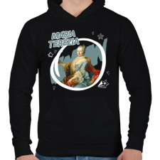 PRINTFASHION Mária Terézia - Férfi kapucnis pulóver - Fekete férfi pulóver, kardigán