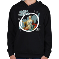 PRINTFASHION Mária Terézia - Gyerek kapucnis pulóver - Fekete