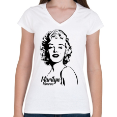 PRINTFASHION Marilyn Monroe - Női V-nyakú póló - Fehér