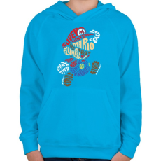 PRINTFASHION Mario - Gyerek kapucnis pulóver - Azúrkék