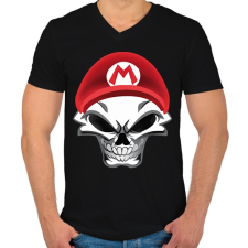 PRINTFASHION Mario koponya - Férfi V-nyakú póló - Fekete férfi póló