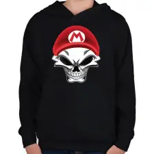 PRINTFASHION Mario koponya - Gyerek kapucnis pulóver - Fekete gyerek pulóver, kardigán