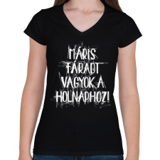 PRINTFASHION Máris fáradt vagyok a holnaphoz! - Női V-nyakú póló - Fekete női póló