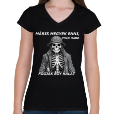 PRINTFASHION Máris megyek enni... - Női V-nyakú póló - Fekete