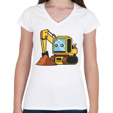 PRINTFASHION Markológép - Női V-nyakú póló - Fehér női póló