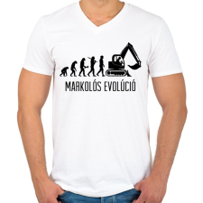 PRINTFASHION Markolós evolúció - Férfi V-nyakú póló - Fehér férfi póló