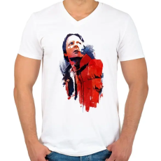 PRINTFASHION Marty - Férfi V-nyakú póló - Fehér