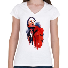 PRINTFASHION Marty - Női V-nyakú póló - Fehér