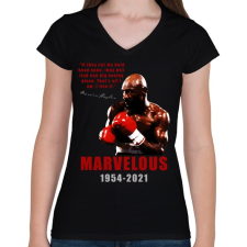 PRINTFASHION Marvin Hagler - Női V-nyakú póló - Fekete női póló