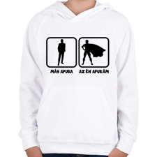 PRINTFASHION Más apuka vs Az én apukám - Gyerek kapucnis pulóver - Fehér gyerek pulóver, kardigán