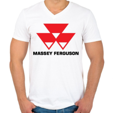 PRINTFASHION Massey-Ferguson - Férfi V-nyakú póló - Fehér férfi póló
