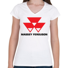 PRINTFASHION Massey-Ferguson - Női V-nyakú póló - Fehér női póló