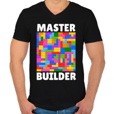 PRINTFASHION Master Builder - Férfi V-nyakú póló - Fekete férfi póló