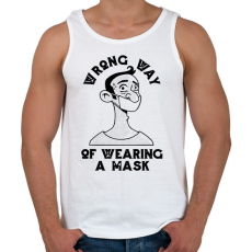 PRINTFASHION Maszk használat - rosszul - Wrong way - Férfi atléta - Fehér
