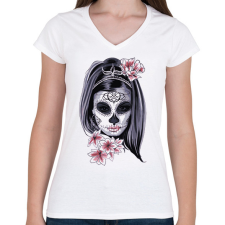 PRINTFASHION Maszk - Női V-nyakú póló - Fehér női póló