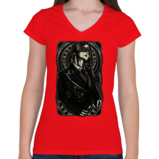 PRINTFASHION Maszkos  - Női V-nyakú póló - Piros