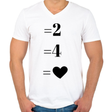 PRINTFASHION Matek páros minta - Férfi V-nyakú póló - Fehér