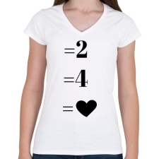 PRINTFASHION Matek páros minta - Női V-nyakú póló - Fehér női póló