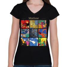 PRINTFASHION Matisse - részletek - Női V-nyakú póló - Fekete női póló