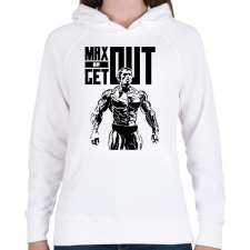 PRINTFASHION Max or Get out - Női kapucnis pulóver - Fehér női pulóver, kardigán