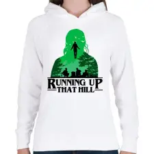 PRINTFASHION Max - Running up that hill - Női kapucnis pulóver - Fehér női pulóver, kardigán
