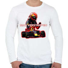 PRINTFASHION Max Verstappen - Férfi hosszú ujjú póló - Fehér férfi póló