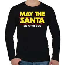 PRINTFASHION MAY THE SANTA - Férfi hosszú ujjú póló - Fekete férfi póló