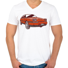 PRINTFASHION Mazda 323F BG - Férfi V-nyakú póló - Fehér férfi póló