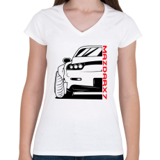 PRINTFASHION Mazda RX7 - Női V-nyakú póló - Fehér