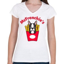 PRINTFASHION mcfrenchie - Női V-nyakú póló - Fehér női póló
