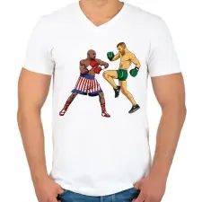 PRINTFASHION McGregor vs Mayweather - Férfi V-nyakú póló - Fehér férfi póló