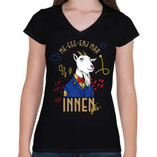 PRINTFASHION Me-eee-enj innen pls - Női V-nyakú póló - Fekete