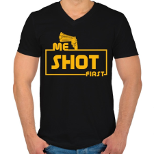 PRINTFASHION ME SHOT FIRST - Férfi V-nyakú póló - Fekete férfi póló