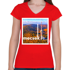 PRINTFASHION mecsek1v1v2vbpngv1 - Női V-nyakú póló - Piros női póló