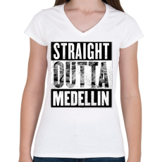 PRINTFASHION Medellin - Női V-nyakú póló - Fehér