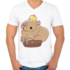 PRINTFASHION Medencéző Capybara - Férfi V-nyakú póló - Fehér férfi póló