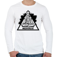 PRINTFASHION Meditáció - Lótuszülés - Férfi hosszú ujjú póló - Fehér férfi póló
