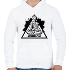 PRINTFASHION Meditáció - Lótuszülés - Férfi kapucnis pulóver - Fehér férfi pulóver, kardigán