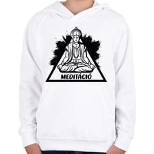 PRINTFASHION Meditáció - Lótuszülés - Gyerek kapucnis pulóver - Fehér gyerek pulóver, kardigán