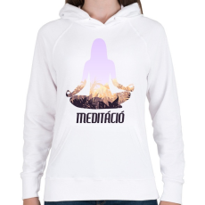 PRINTFASHION Meditáció - Női kapucnis pulóver - Fehér