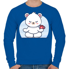 PRINTFASHION Meditáló jegesmedve - Férfi pulóver - Királykék férfi pulóver, kardigán