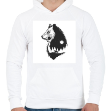 PRINTFASHION Medve 03 - Férfi kapucnis pulóver - Fehér férfi pulóver, kardigán