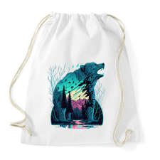 PRINTFASHION Medve a naplementében - Sportzsák, Tornazsák - Fehér tornazsák