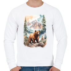 PRINTFASHION Medve az erdőben - Férfi pulóver - Fehér