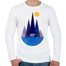 PRINTFASHION Medve és hegyek - Férfi hosszú ujjú póló - Fehér férfi póló