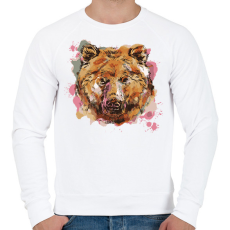 PRINTFASHION Medve - Férfi pulóver - Fehér